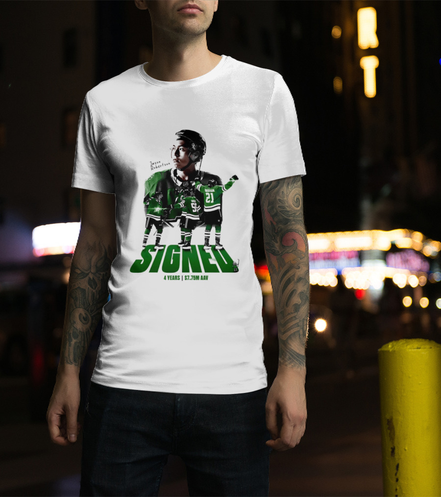 Jason Robertson Signed Dallas Stars 4 Years $7.75M AAV Contract T-Shirt
