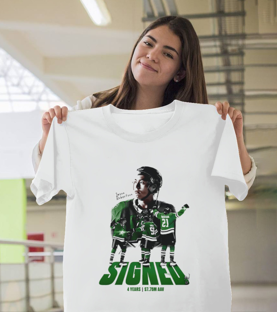 Jason Robertson Signed Dallas Stars 4 Years $7.75M AAV Contract T-Shirt
