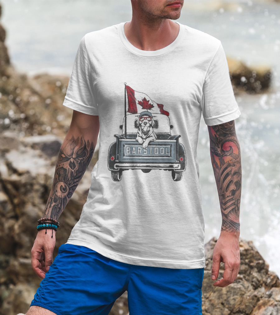 Barstool Truck Life Canadian Flag Dog T-Shirt