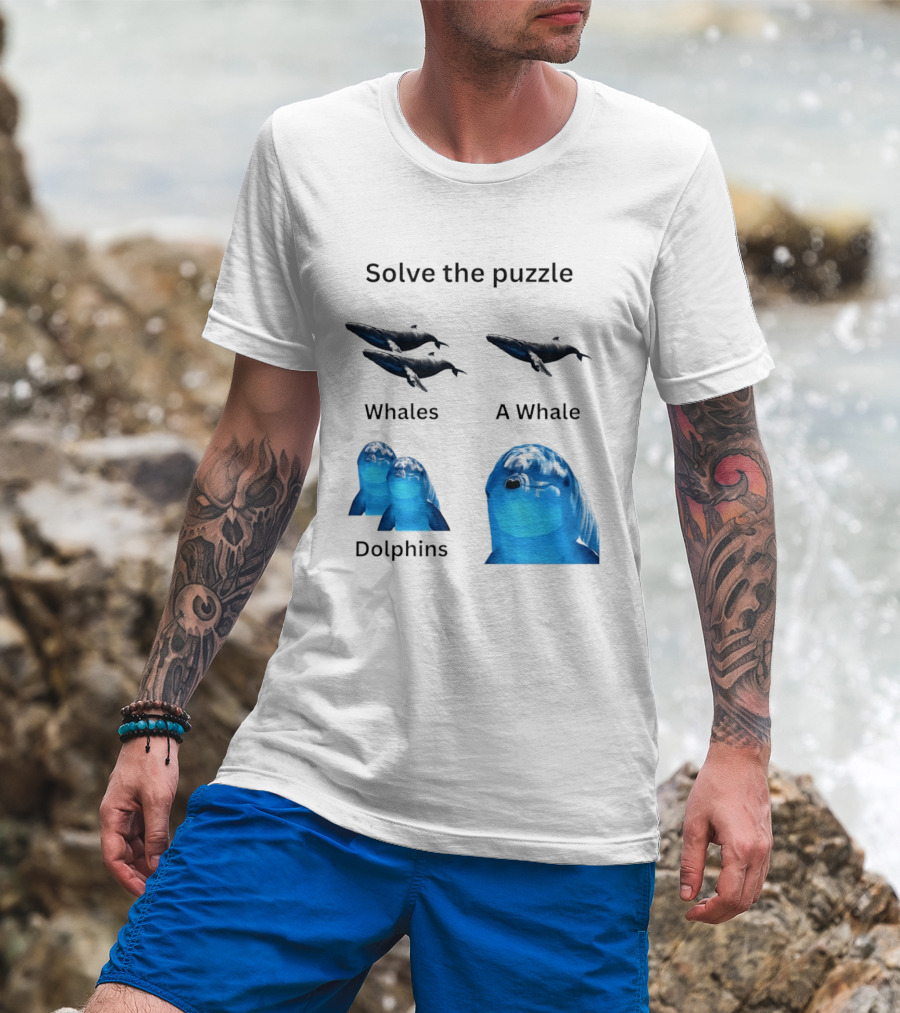 Solve The Puzzle Whales A Whale Dolphins Wordplay T-Shirt