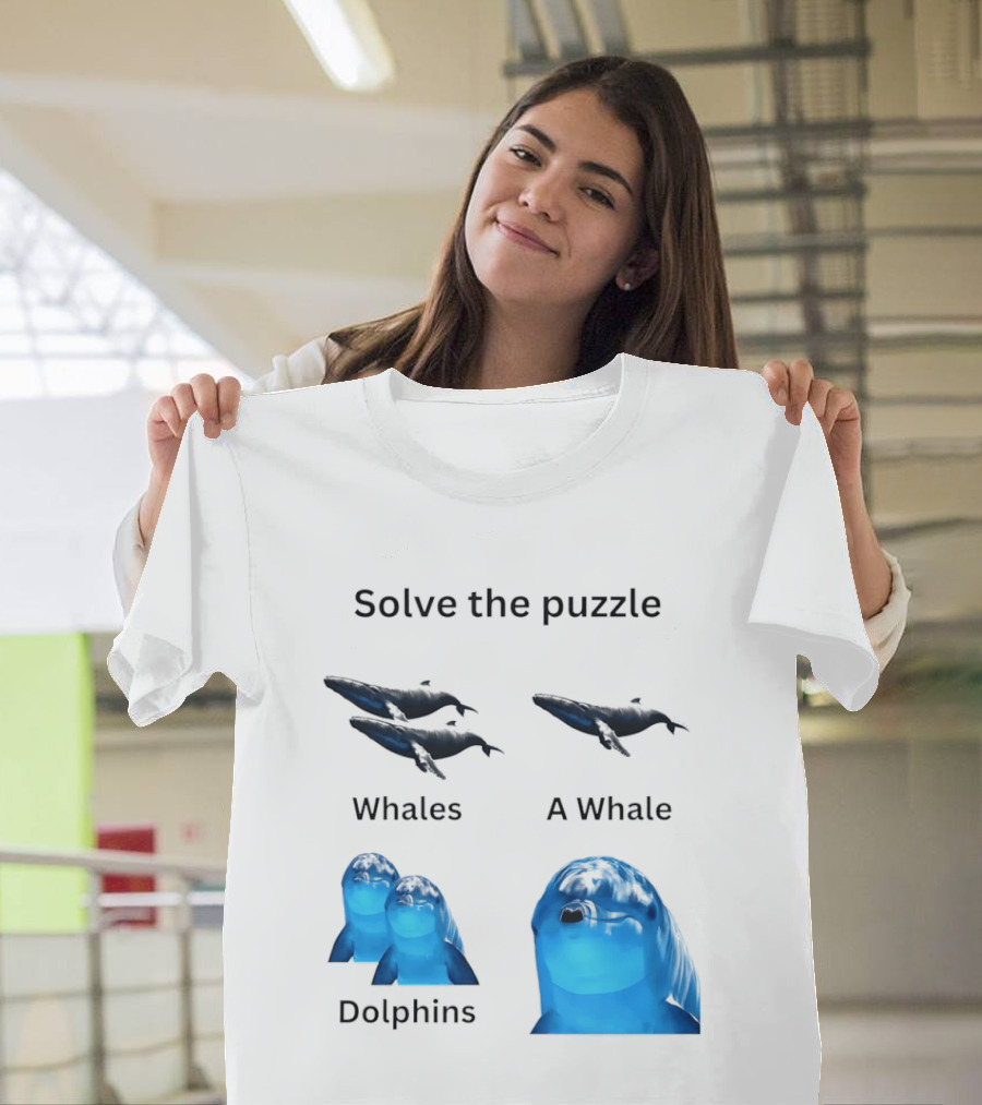 Solve The Puzzle Whales A Whale Dolphins Wordplay T-Shirt