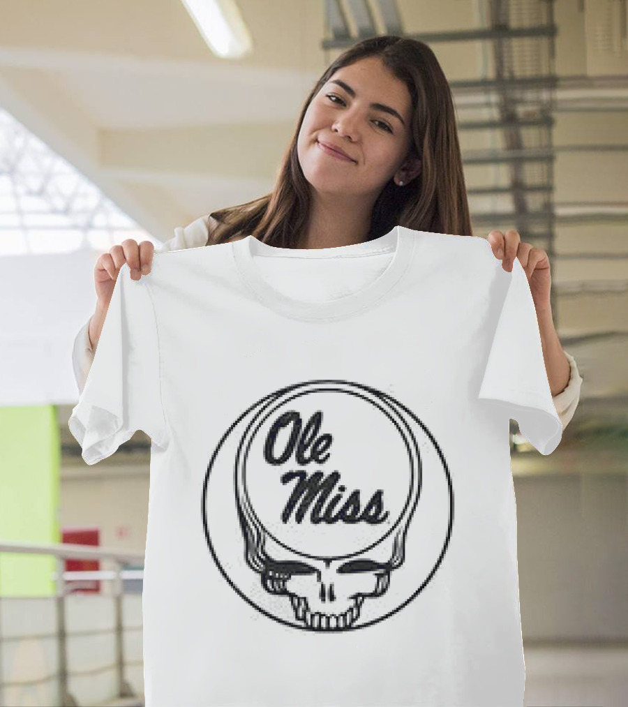 Grateful Dead Ole Miss Rebels Basketball Collaboration Skull T-Shirt