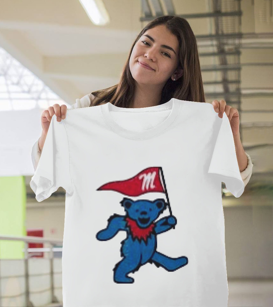 Grateful Dead Ole Miss Rebels Bears M Flag T-Shirt