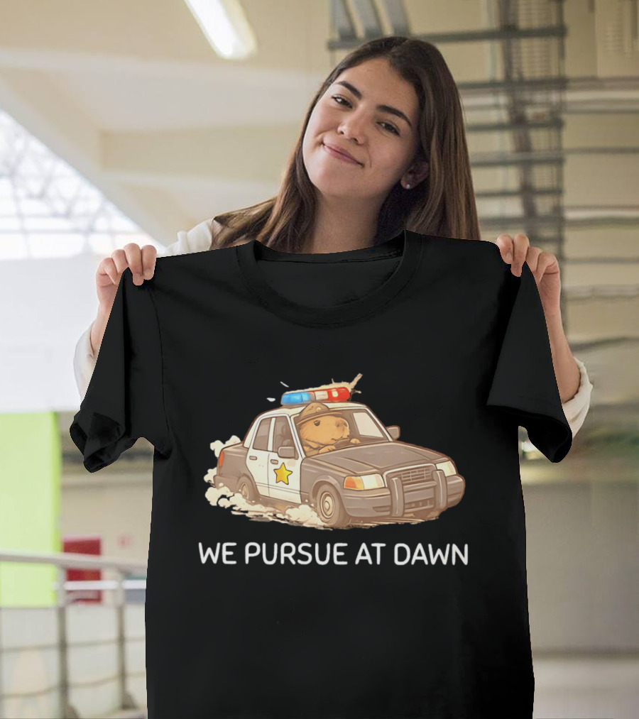 Capybara Police Car We Pursue At Dawn T-Shirt