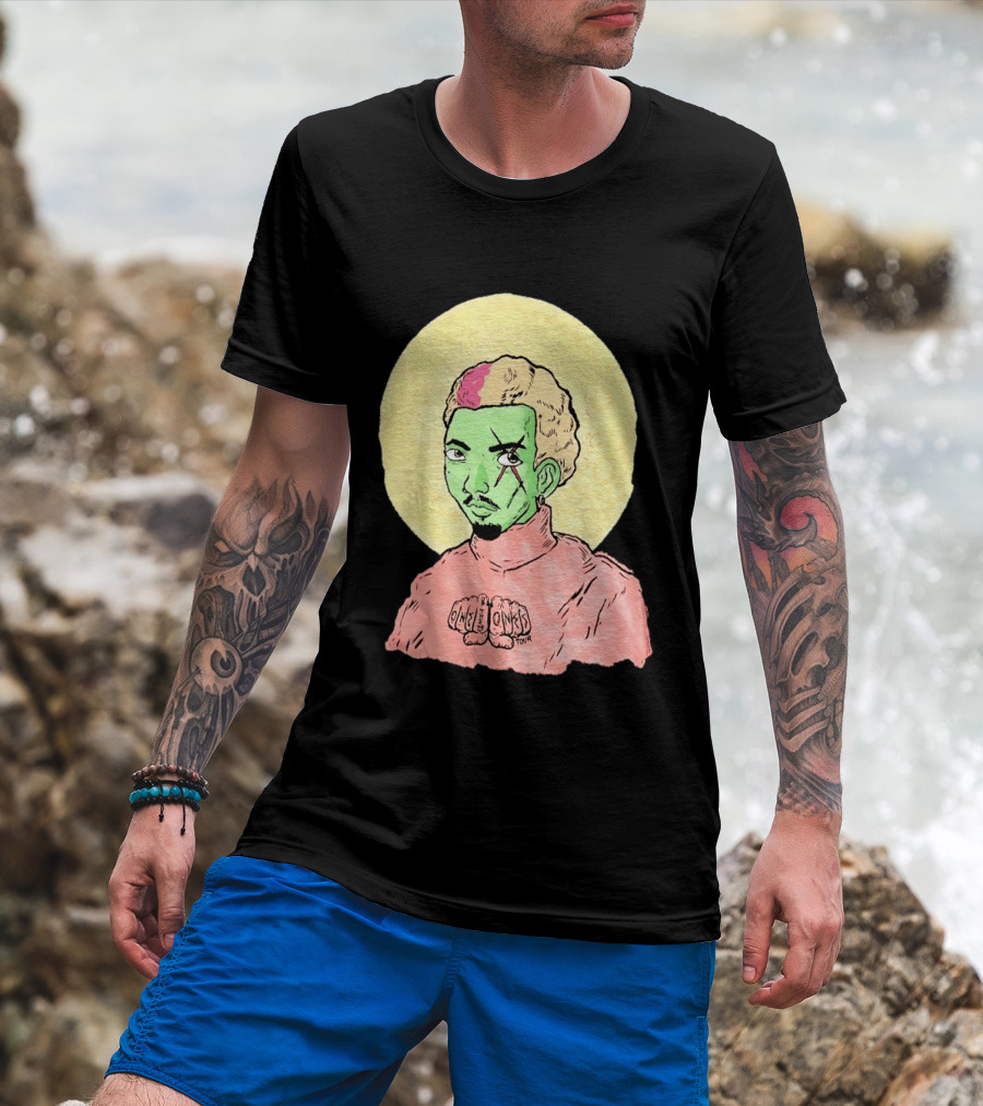 Chris Brown One Of Them Ones Tour 2026 Green Face Pink Hair Halo T-Shirt