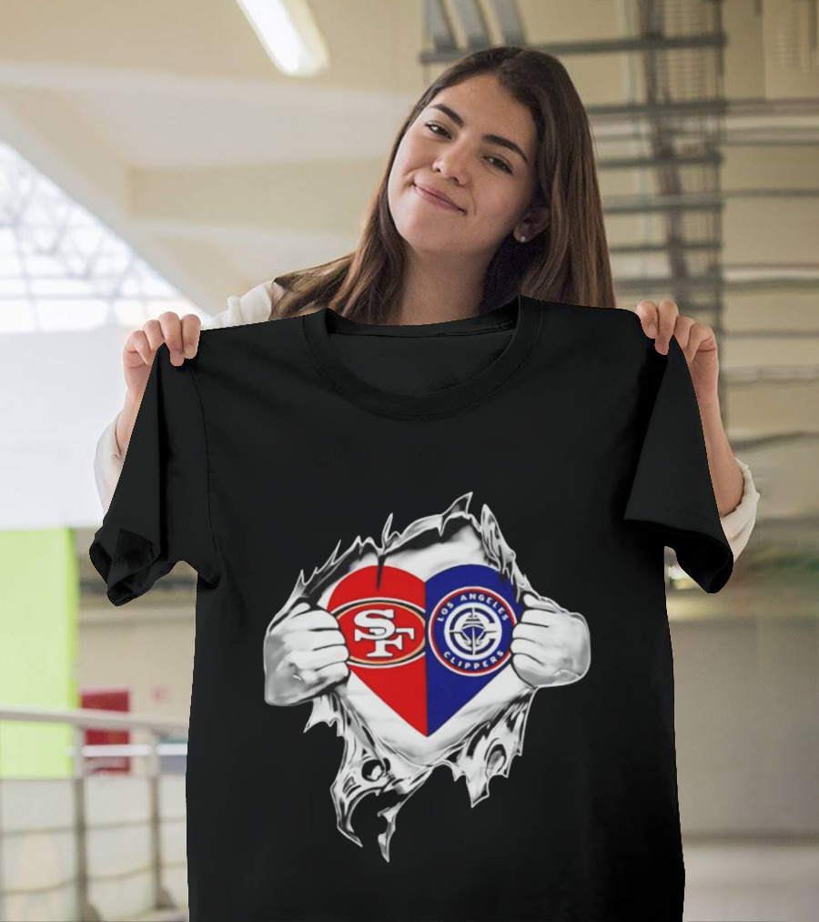 LA Clippers San Francisco 49ers Heart Scratch Dual T-Shirt