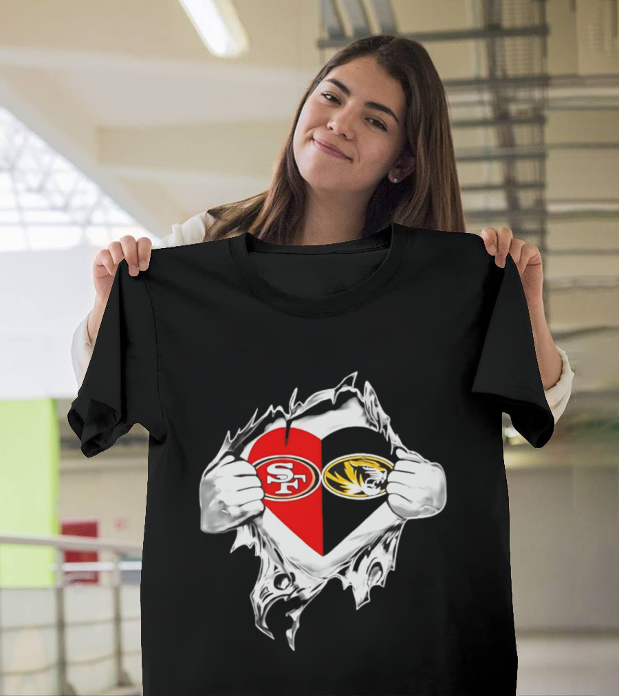 Missouri Tigers San Francisco 49ers Heart Logo Fan Passion T-Shirt