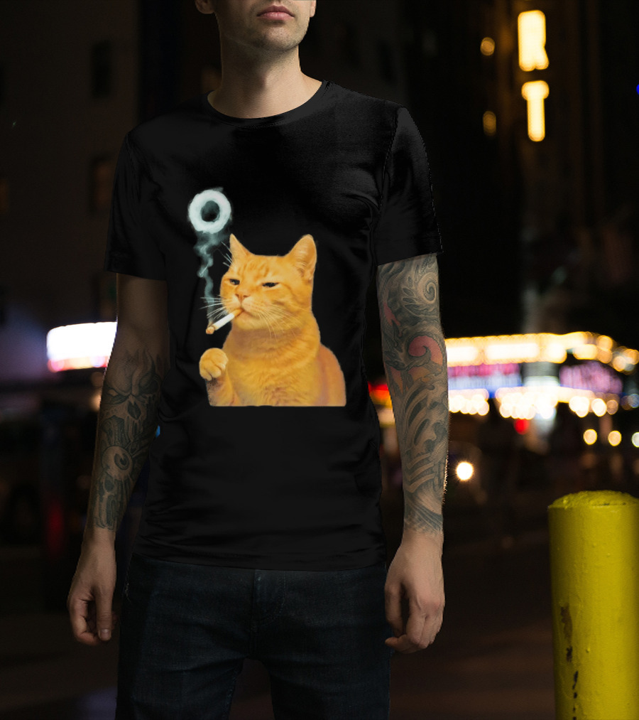 Smoking Cat With Cigarette And Smoke Ring T-Shirt