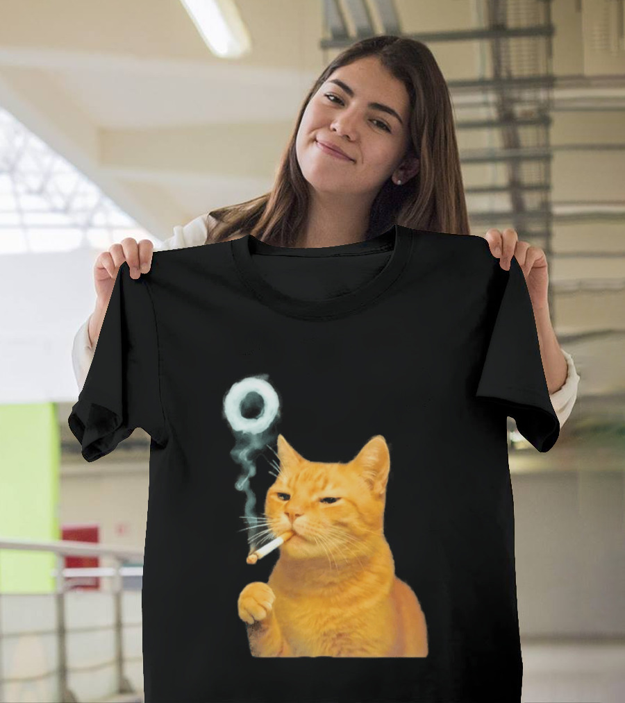 Smoking Cat With Cigarette And Smoke Ring T-Shirt