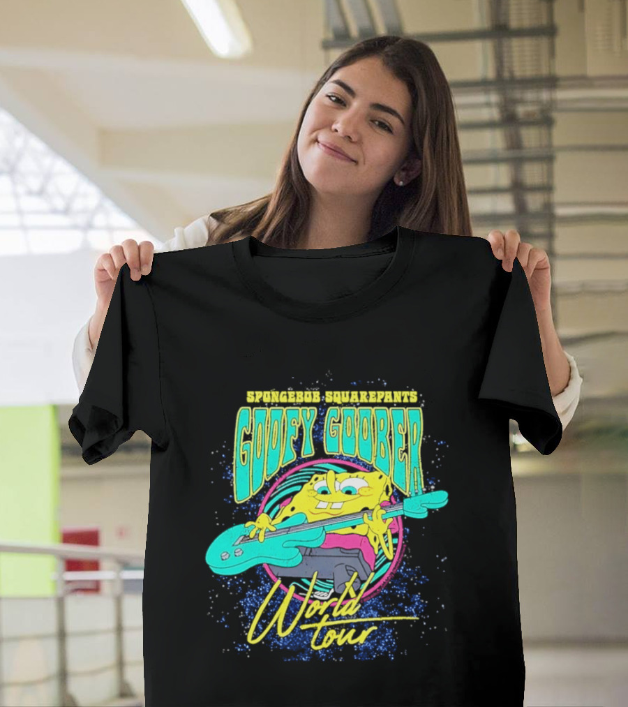 Sponge SquarePants Goofy Goober World Tour Rocking Out With Guitar T-Shirt
