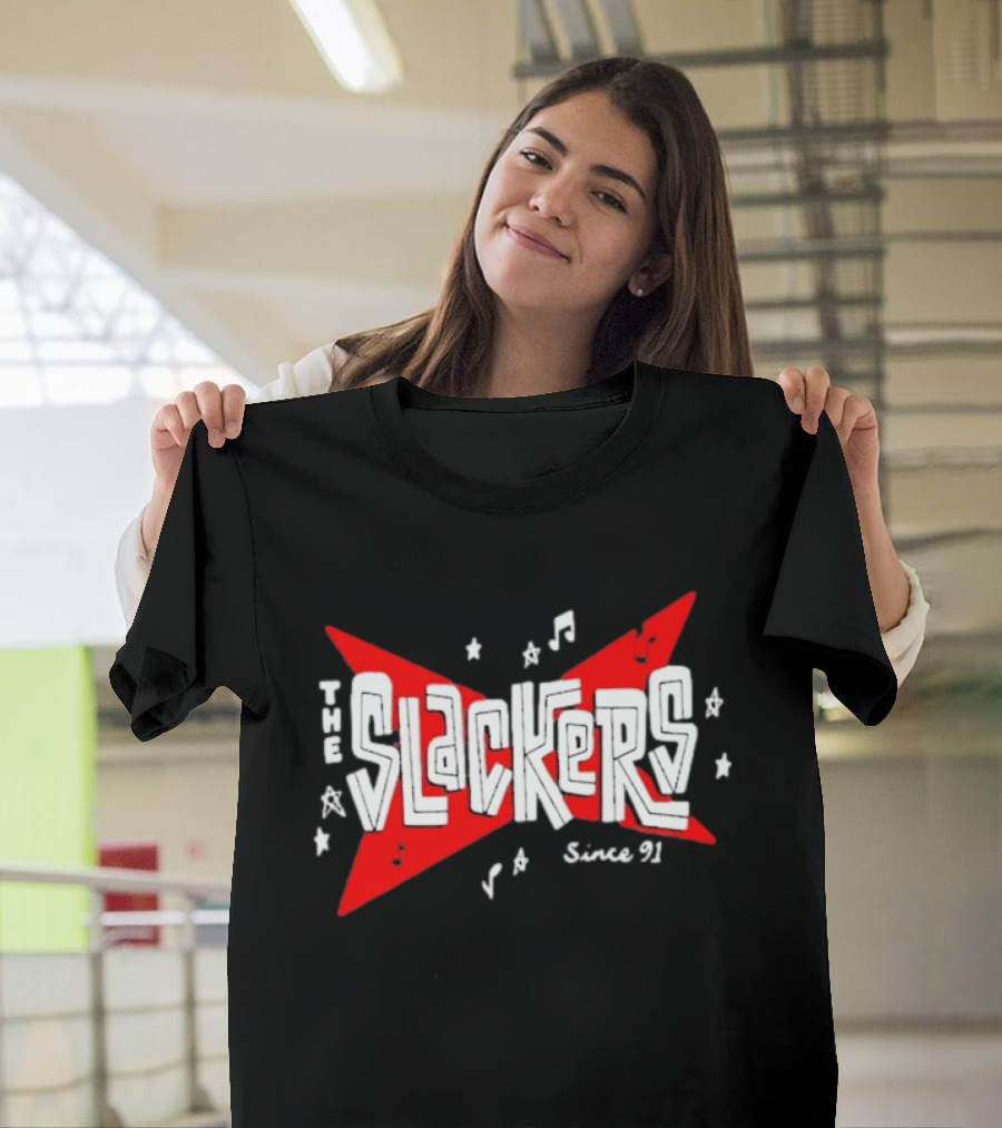 The Slackers Since 91 Tour Retro Music Notes And Stars T-Shirt