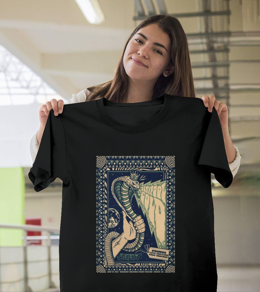 Primus June 17 2023 Walmart Arkansas Amphitheater Clapool Lennon Delirium Frog Brigade Concert Snake Earth T-Shirt