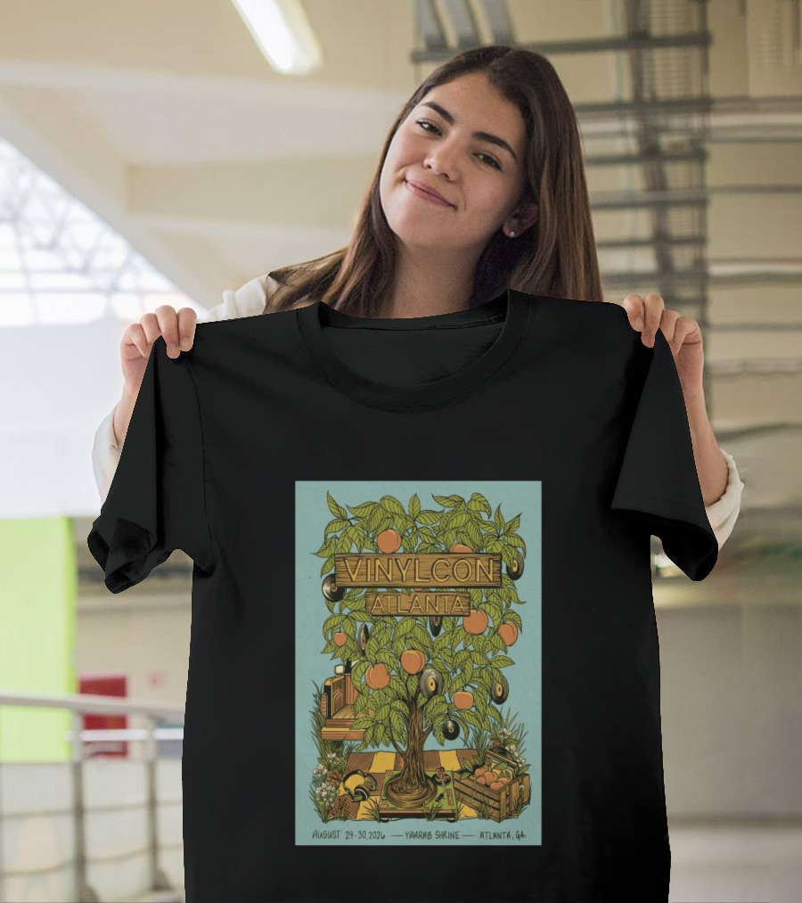 VinylCon Atlanta August 29 30 2026 Yaarab Shrine Georgia Peach Tree Records T-Shirt