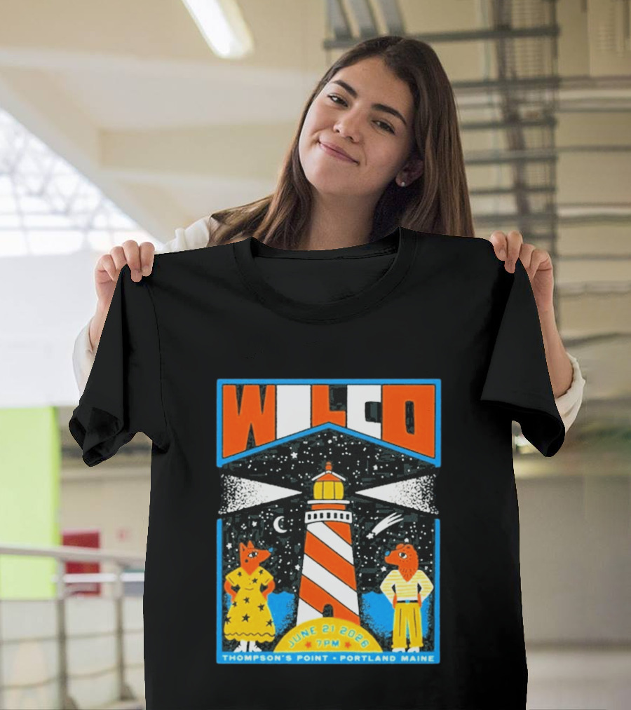 Wilco June 21 2026 Thompson's Point Portland Maine Lighthouse Concert Tour T-Shirt