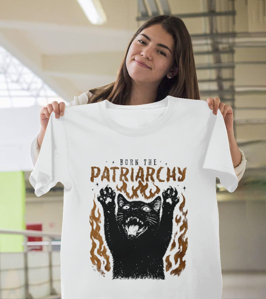 Burn The Patriarchy Feminism Cat Empowerment T-Shirt