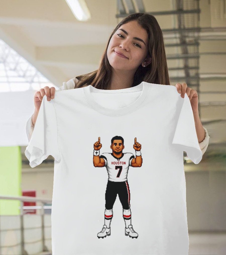 CJ Stroud Houston Texans The Field General 8 Bit Games Houston 7 T-Shirt
