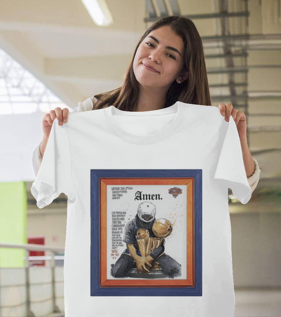 Saturday June 15 2026 Knicks Spurs NBA Finals Game 6 Amen Knicks Win First NBA Championship Since 1973 Win 4 90 47 T-Shirt