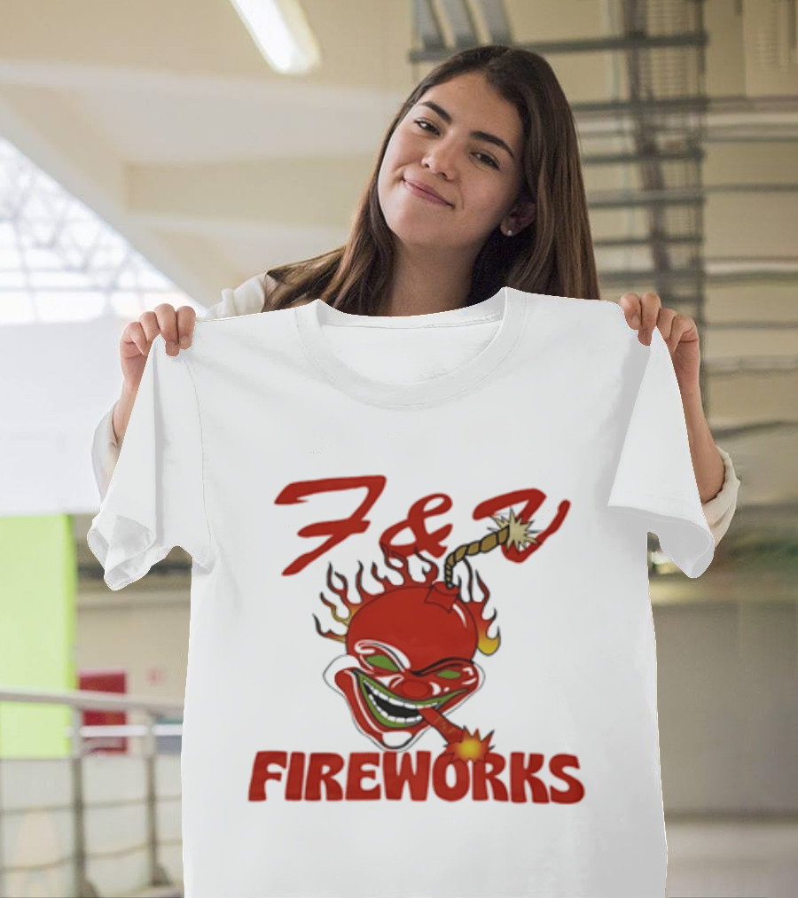 F And V Fireworks Explosive Red Joker Face With Lit Fuse T-Shirt