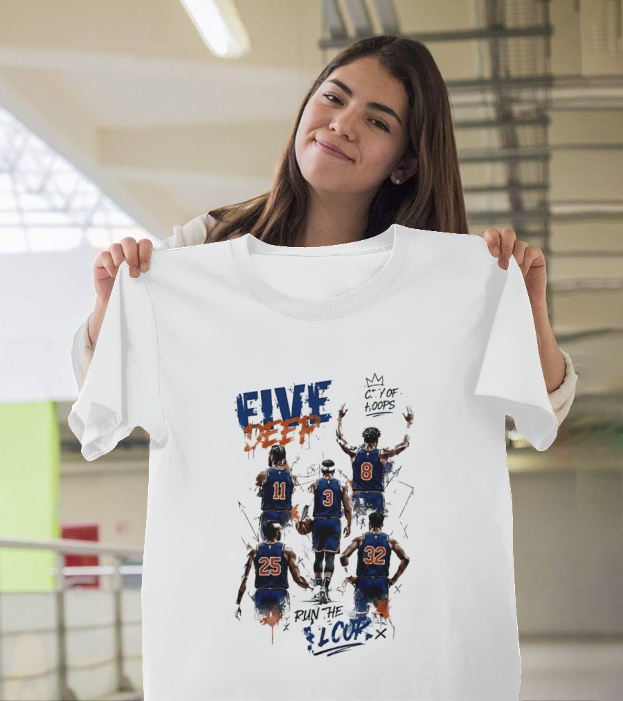 New York Knicks Five Deep City Of Hoops Run The Floor T-Shirt