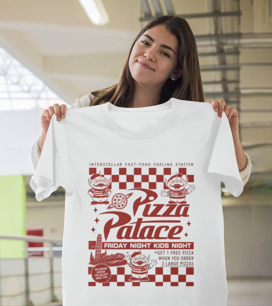Pizza Palace Skeeball Fast Food Arcade Person Get 1 Free Pizza T-Shirt