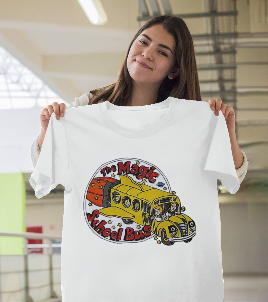 The Magic School Bus Ms Frizzle Arnold Class Characters Cartoon Rocket Bus T-Shirt
