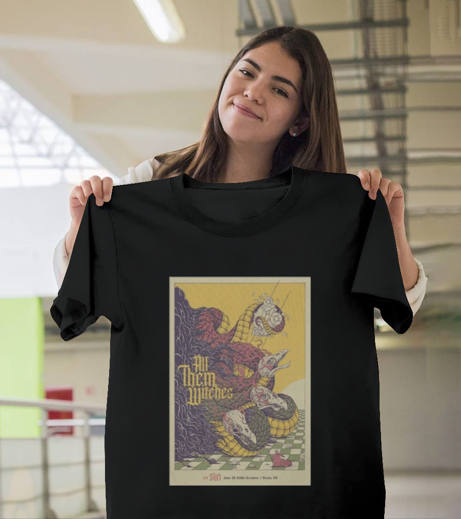 All Them Witches Slift June 29 2026 Olympia Paris FR Serpent Creature Checkerboard T-Shirt