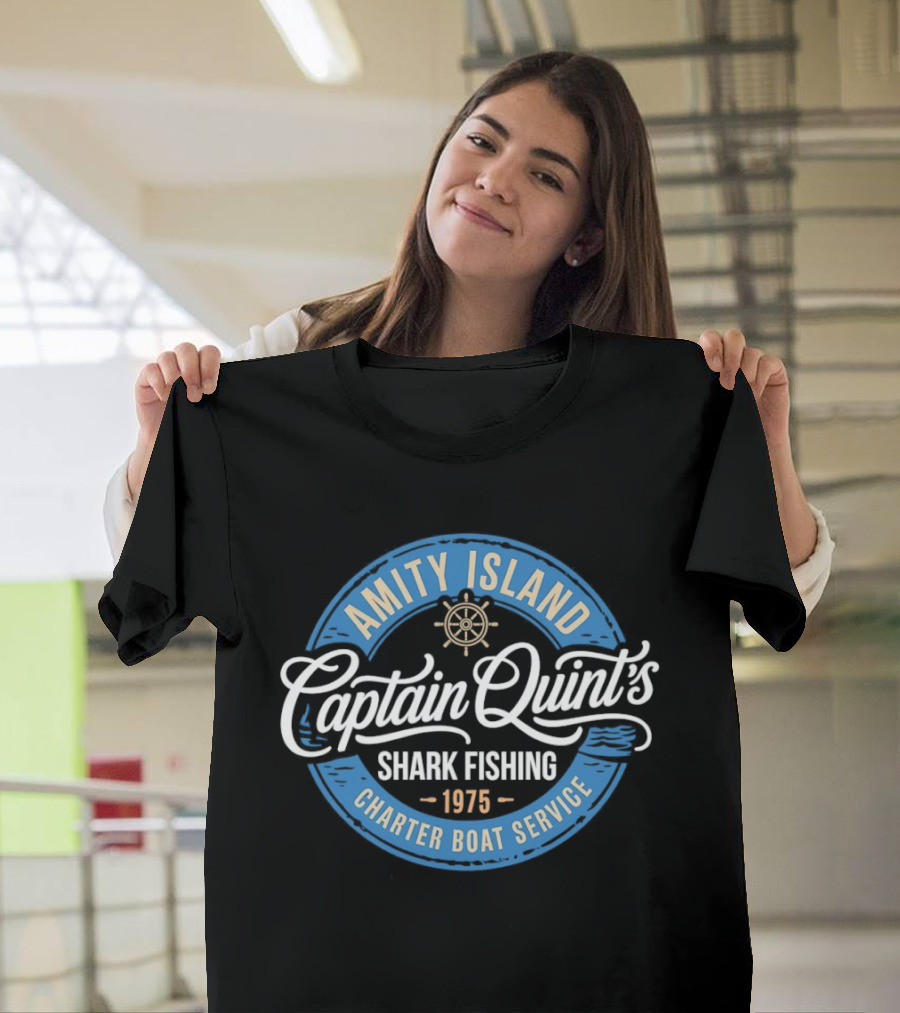 Amity Island Captain Quint's Shark Fishing Charter Boat Service 1975 T-Shirt
