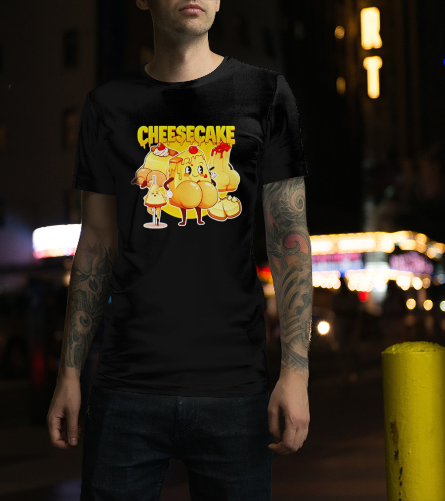 Cheesecake Delicious Cartoon Characters With Cherry And Whipped Cream T-Shirt