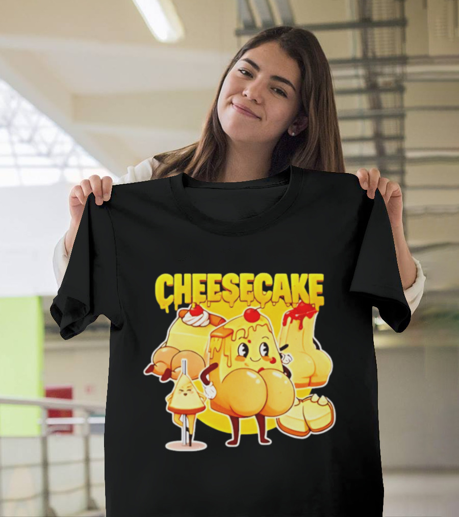 Cheesecake Delicious Cartoon Characters With Cherry And Whipped Cream T-Shirt