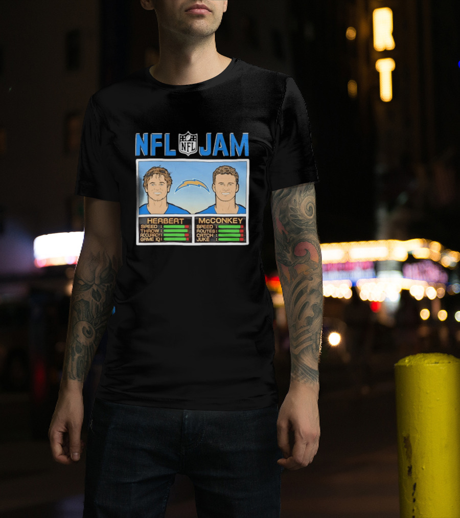 NFL Jam Herbert McConkey Los Angeles Chargers Football T-Shirt