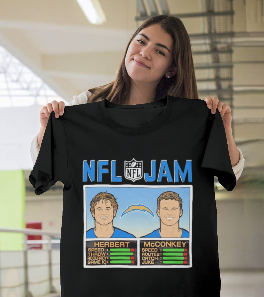 NFL Jam Herbert McConkey Los Angeles Chargers Football T-Shirt