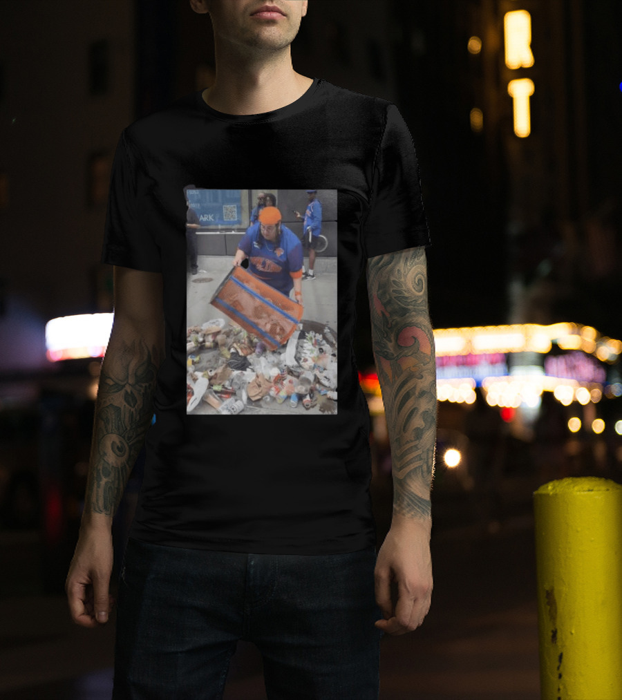 Knicks Dei Angie Trashcan Cleanup Team Fan Spirit Trash Pile T-Shirt