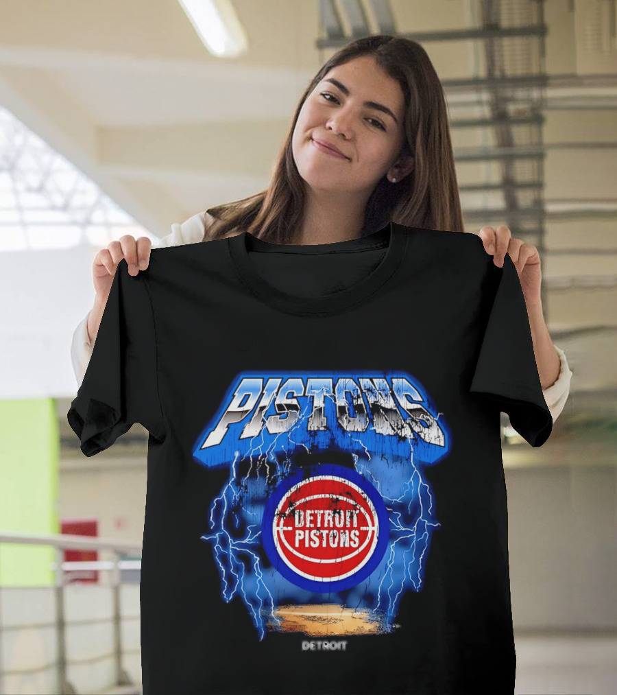 Detroit Pistons Lightning Effects Blue Electric Impact T-Shirt