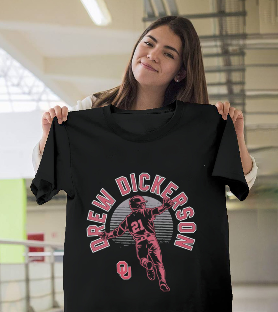 Drew Dickerson Oklahoma Sooners Player Baseball Silhouette OU T-Shirt