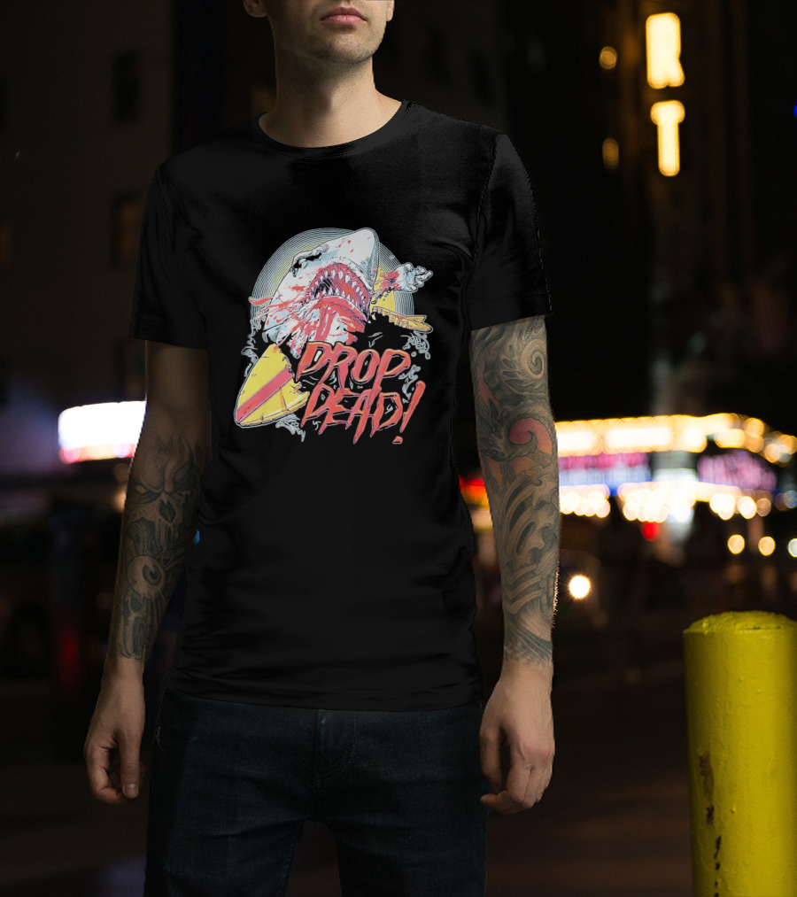Drop Dead Shark Attack Surfboard T-Shirt