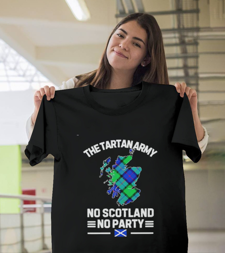 The Tartan Army No Scotland No Party Scottish Map Flag T-Shirt