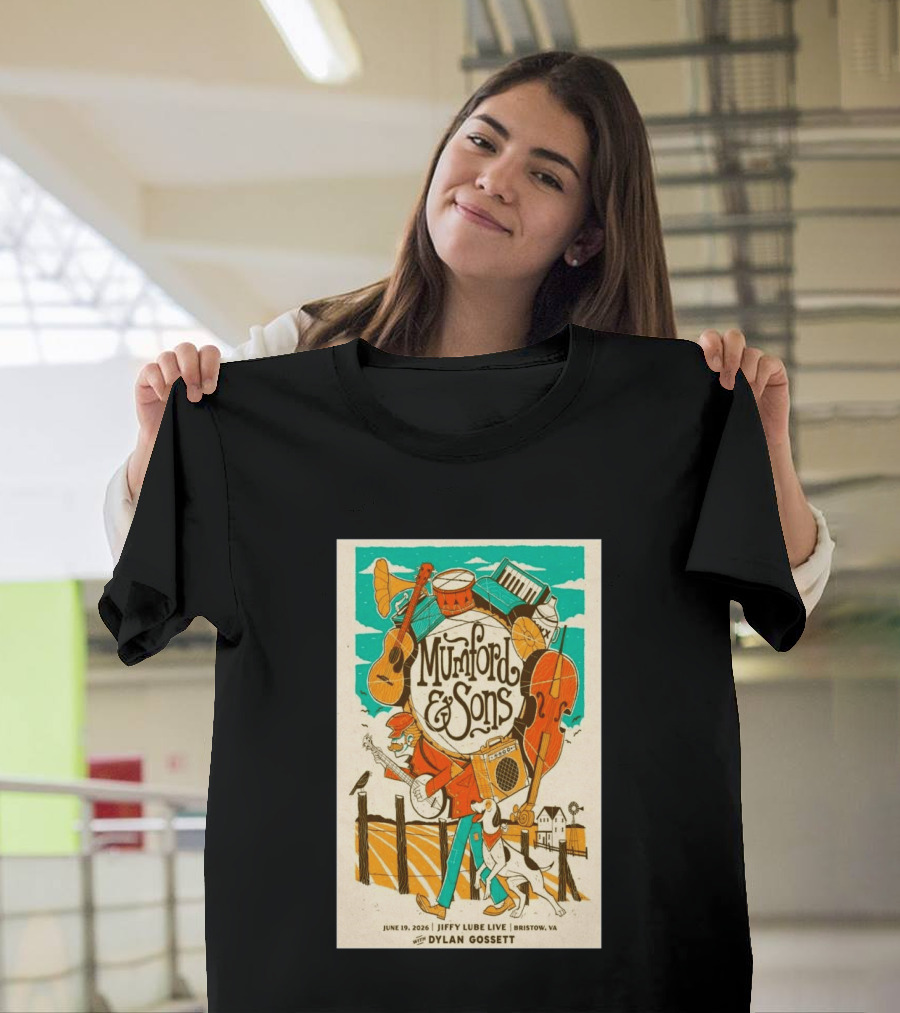 Mumford & Sons Dylan Gossett Jiffy Lube Live June 19 2026 Bristow Virginia T-Shirt