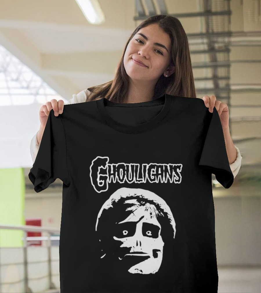 Ghouligans Classic Horror Punk Skull Face White T-Shirt
