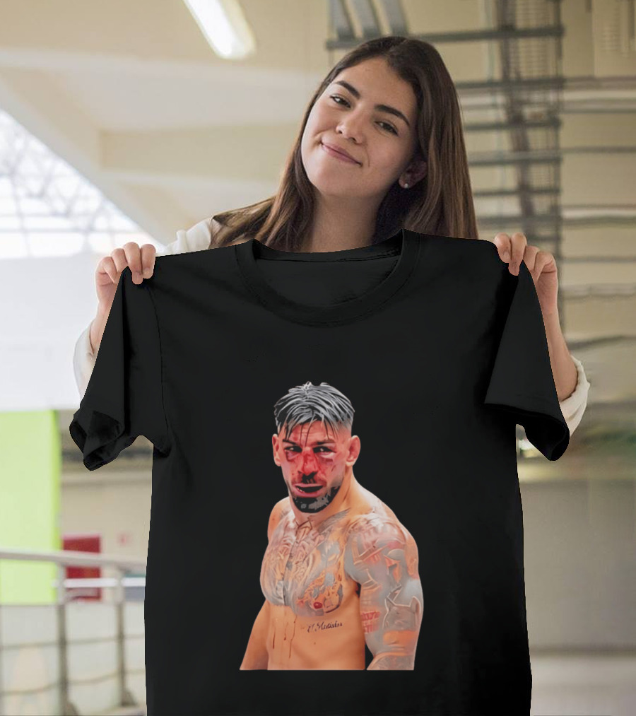 Ilia Topuria MMA Fighter Portrait Bleeding Face T-Shirt