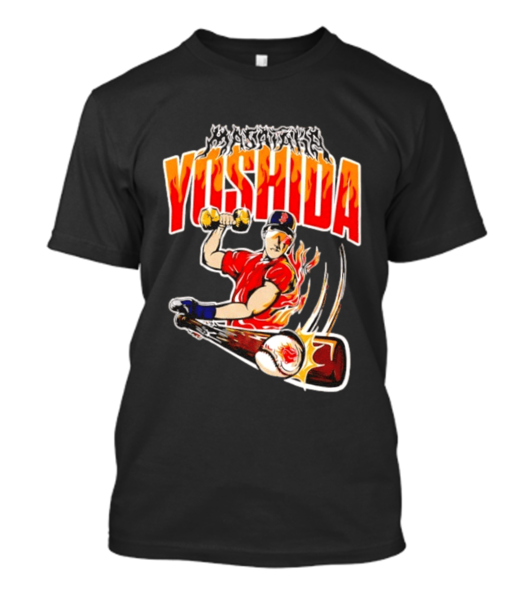 Masataka Yoshida Boston Red Sox MLB Flame Baseball T-Shirt