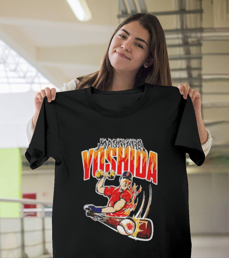 Masataka Yoshida Boston Red Sox MLB Flame Baseball T-Shirt