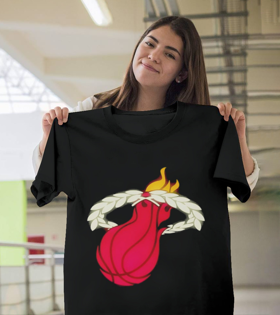 Miami Heat Flaming Basketball Wreath NBA T-Shirt