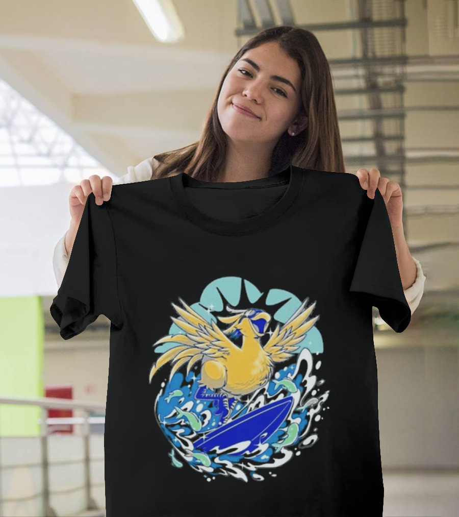 Pop Culture Wizard Surfing Yellow Bird T-Shirt