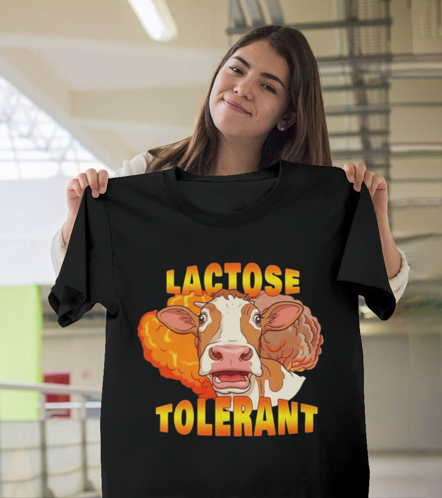 Lactose Tolerant Cow Explosion Dairy Humor T-Shirt