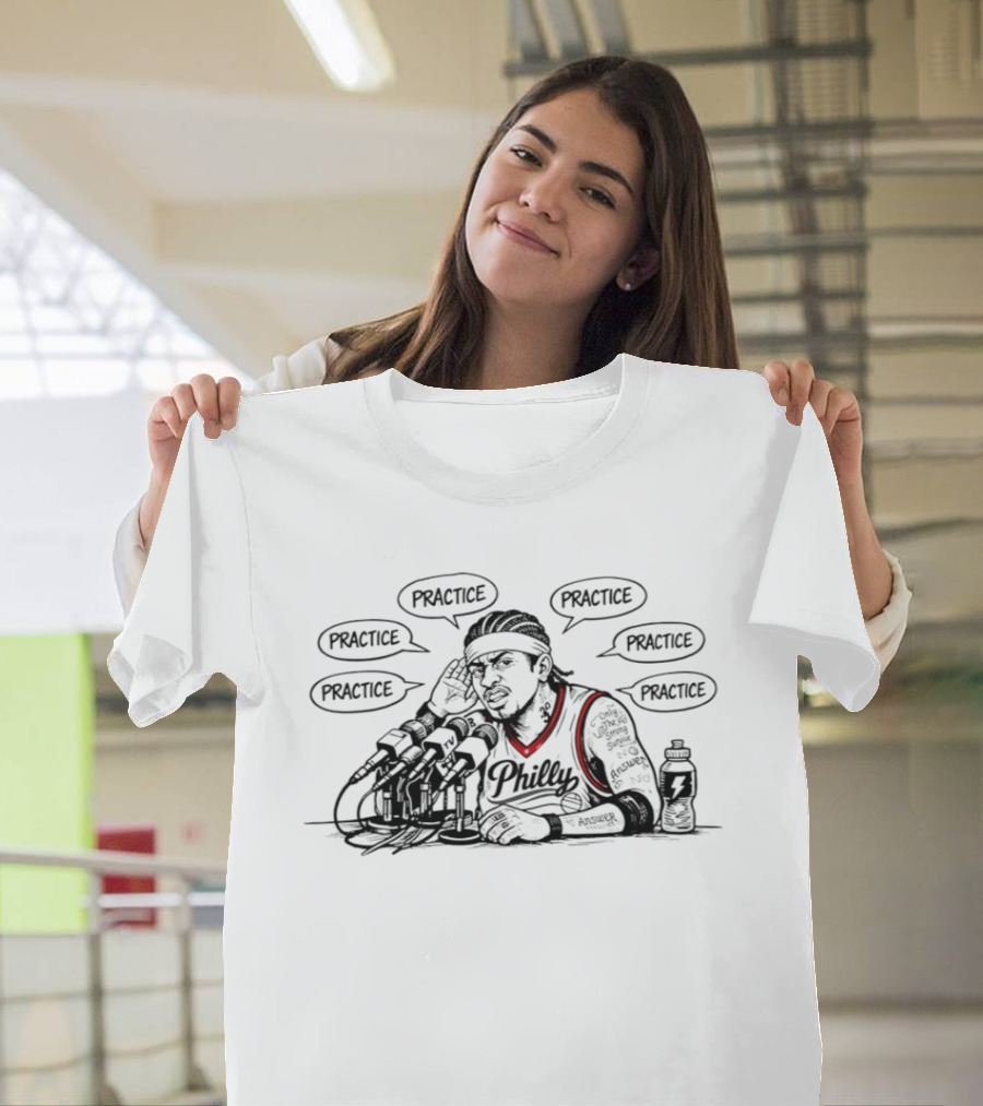 Allen Iverson Philadelphia 76ers Practice Speech Iconic Moment T-Shirt