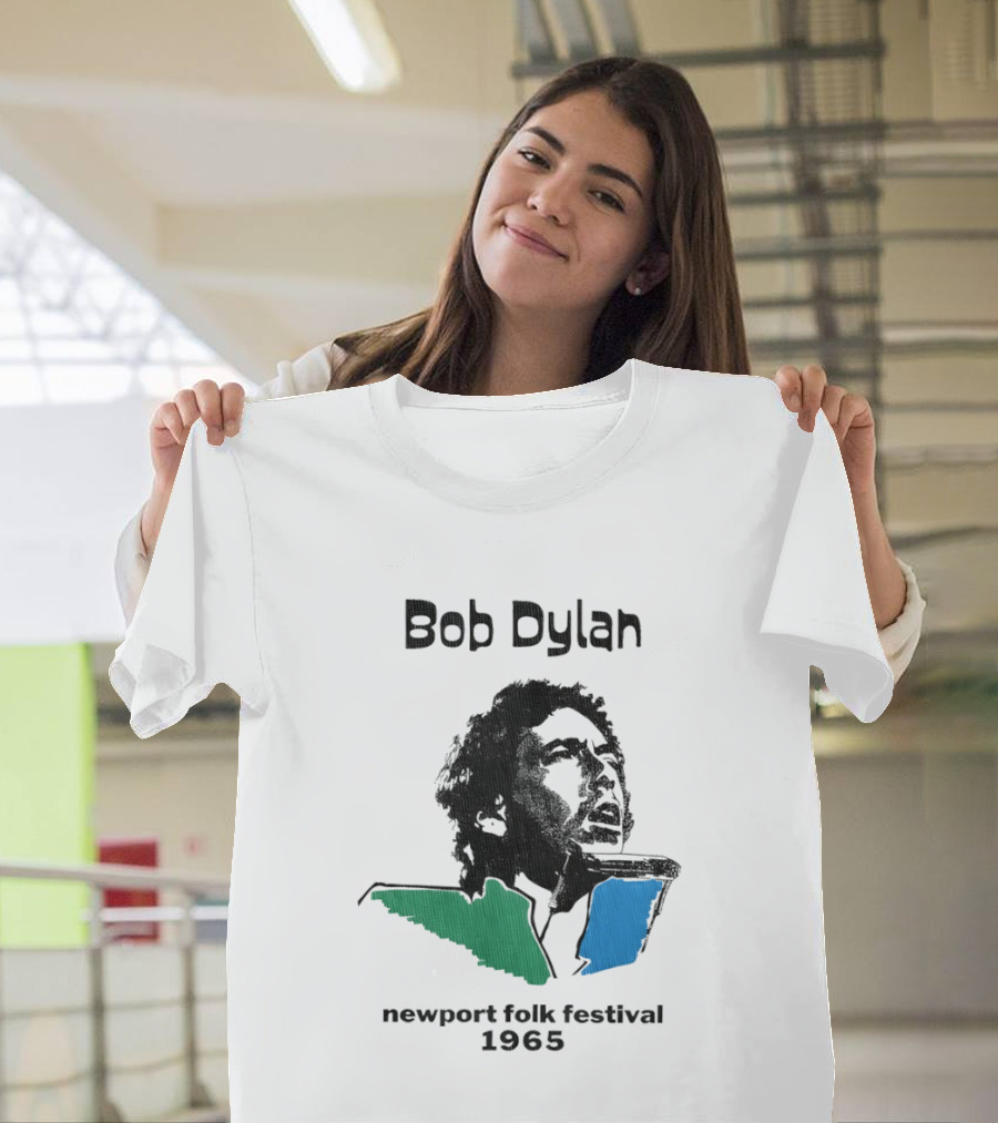 Bob Dylan Newport Folk Festival 1965 Iconic Black Green Blue T-Shirt