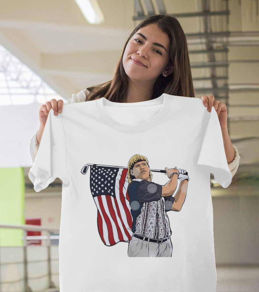 John Daly Holding Golf Stick American Flag 4th Of July Golfer T-Shirt