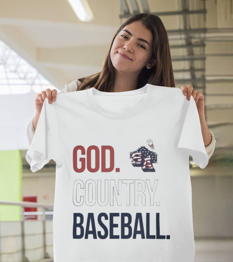 San Antonio Missions God Country Baseball USA Flag Patriotic Grey T-Shirt