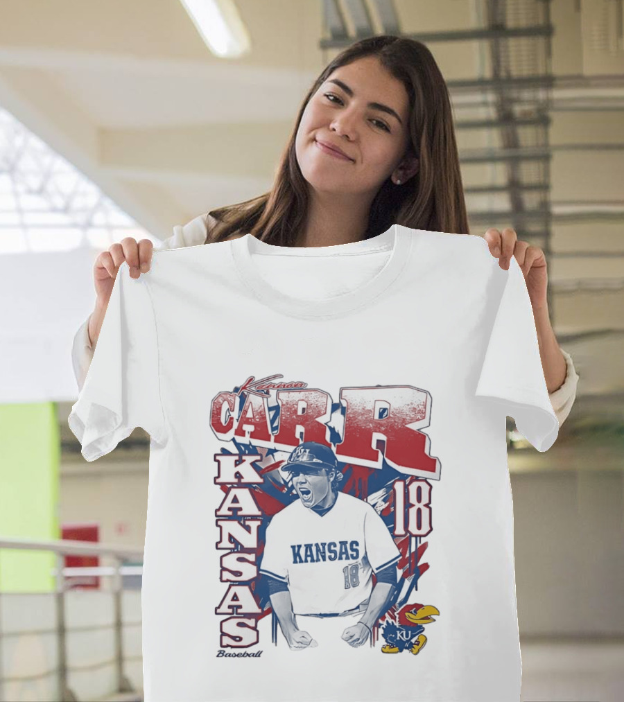 Kansas Jayhawks Kanon Carr 18 Baseball KU Team Fan Gear T-Shirt