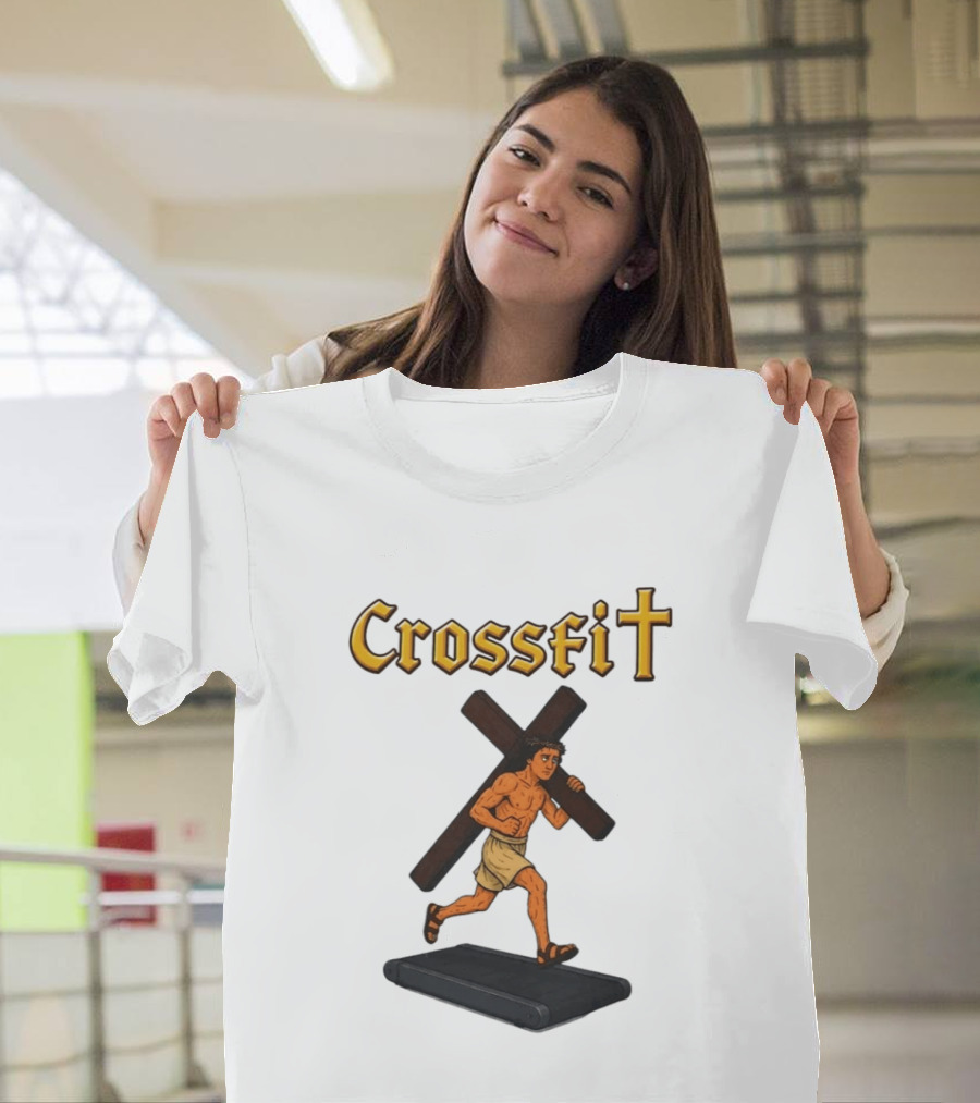 CrossFit Jesus Treadmill Religious Workout T-Shirt